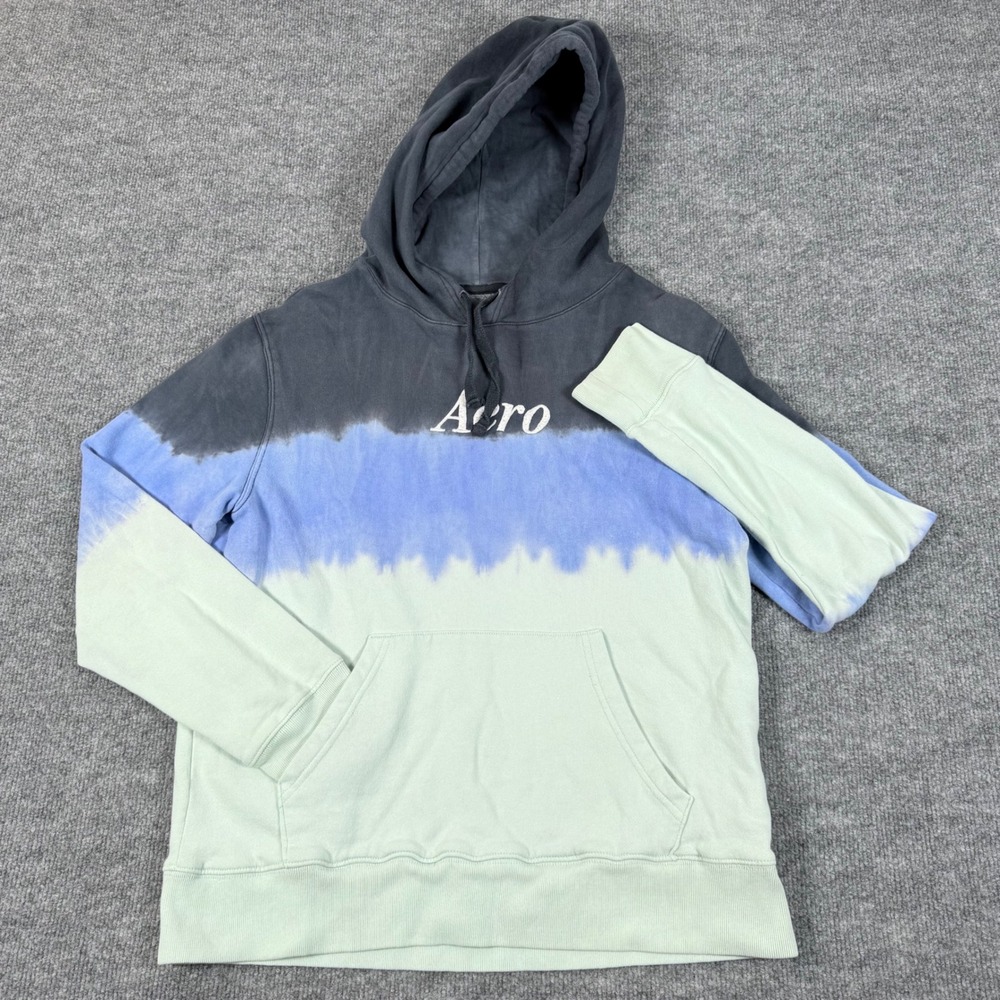 Aeropostale Dip Tie Dye‎ Hoodie Sweatshirt  Colorful Pullover Hooded Embroidered